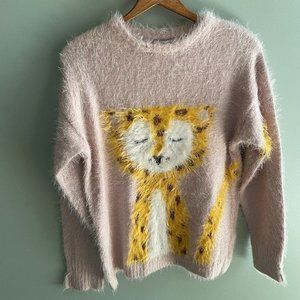 Zara Girls Knitwear Soft Cozy Animal Print Sweater